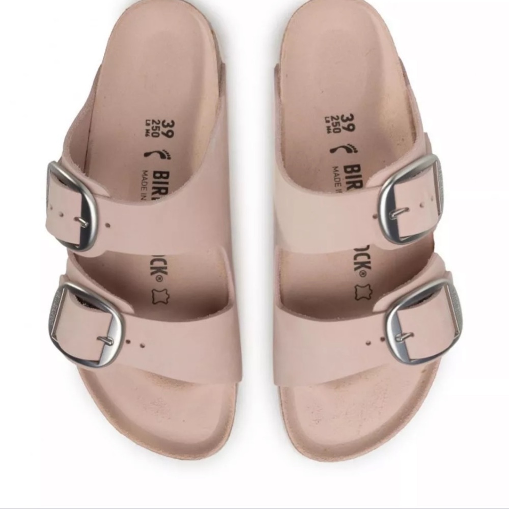 Birkenstock Arizona Big Buckle Nubuck Leather Narrow in Light Rose